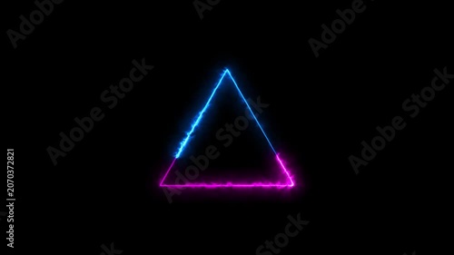 Abstract beautiful blue and pink neon portal triangle loading icon background animation 4k video.