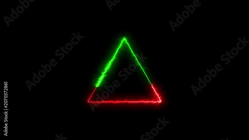 Abstract beautiful blue and green neon portal triangle loading icon background animation 4k video.