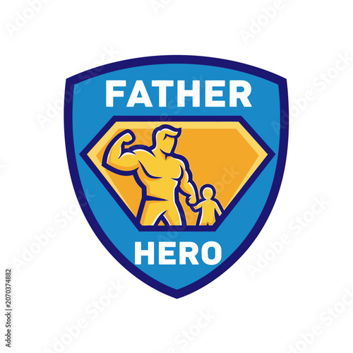 Father and child hero symbol logo.