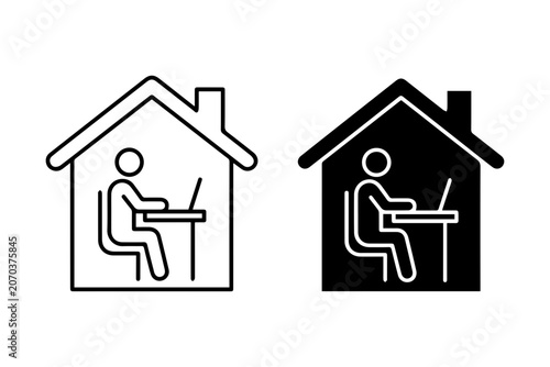 Valokuva Remote worker icons in house Vector, illustration