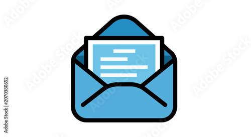 Email icon with document inside blue envelope