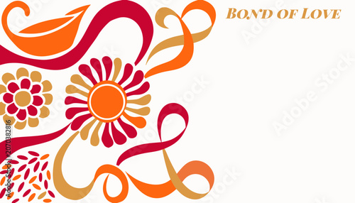 Canvastavla Flat Rakhi banner with sweeping medallion gesture, diya, saffron-crimson for rak