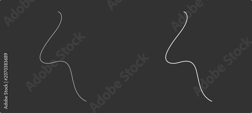 Schilderij op canvas Minimalist human nose and lips profile one line art vector isolated on dark back