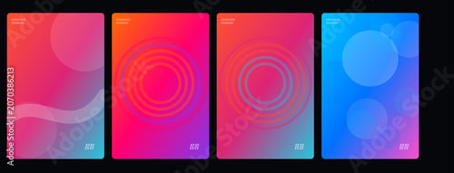 Gradient background, mobile screen templates, colorful abstract designs, ui elements, vector backgrounds