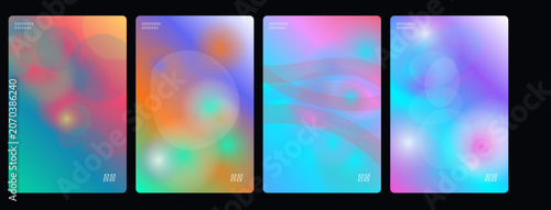 Vibrant, colorful, abstract backgrounds, gradient textures, 4 patterns, vector designs