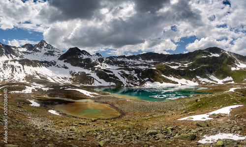 Jöriseen Alpine Lakes and Snow-Capped Peaks, Engadin Region, Graubünden, Switzerland