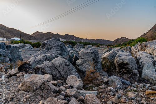 Landscape of Fanja on the dried Wadi
