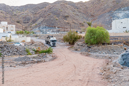 Landscape of Fanja on the dried Wadi