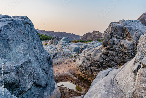 Landscape of Fanja on the dried Wadi