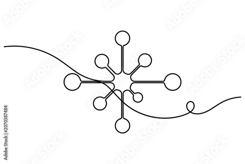 Network structure icon sign continuous one line drawing on white background minimalist digital connectivity symbol