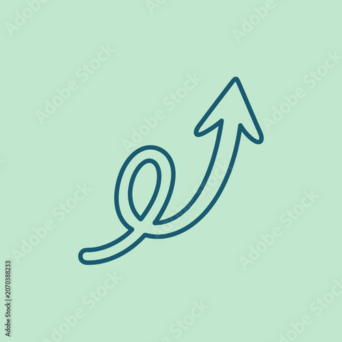 A looping arrow rises, suggesting growth and forward momentum