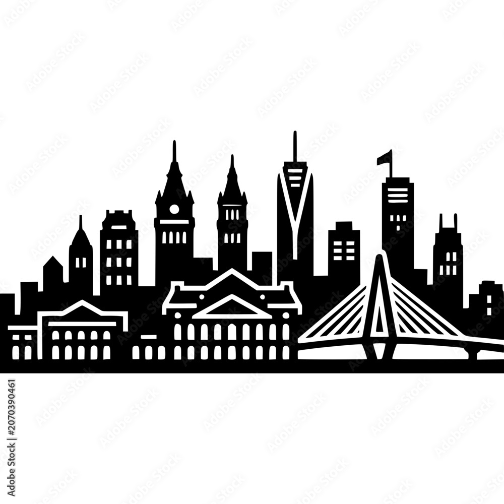 Obraz premium Boston Skyline Vector Icon
