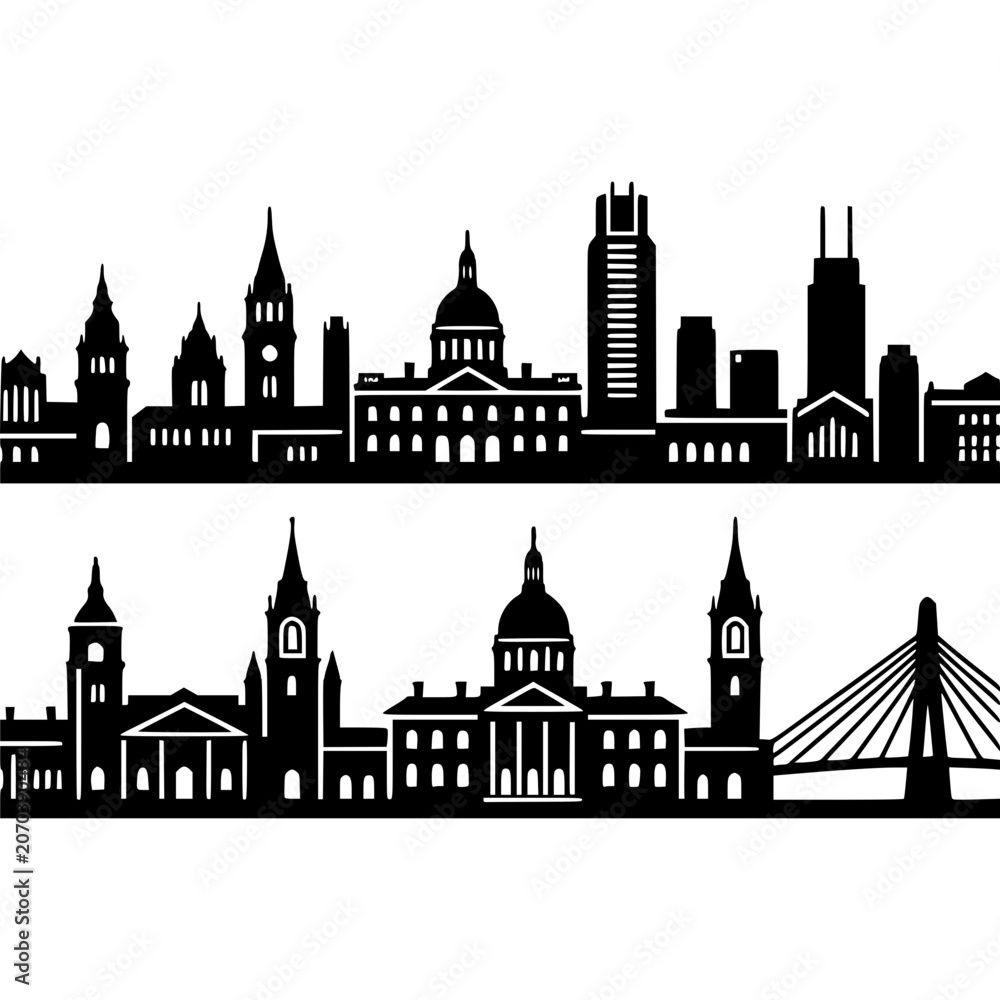 Fototapeta premium Boston Skyline Vector Icon