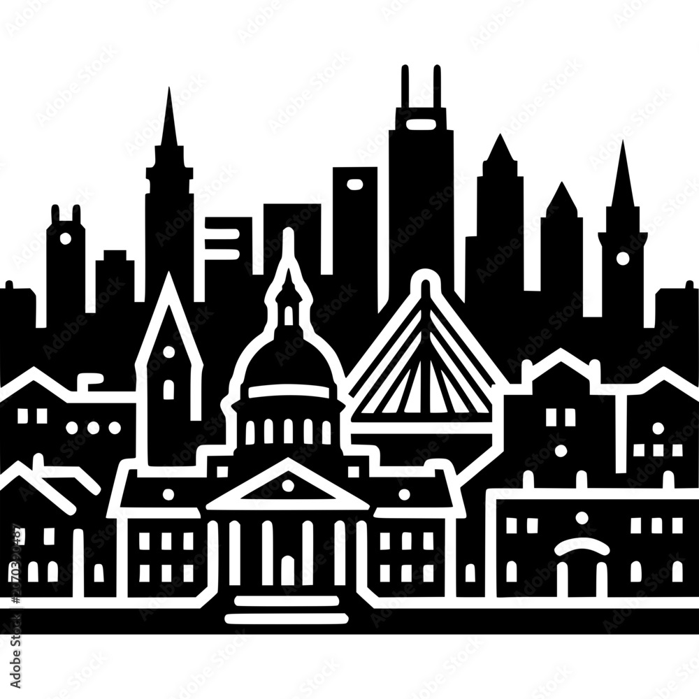 Obraz premium Boston Skyline Vector Icon