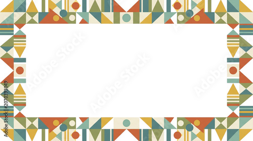 Geometric Pattern Border with Nautical Flags and Shapes.