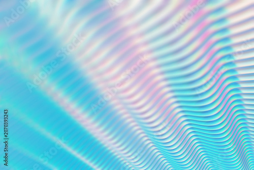 Abstract diagonal waves in glass morphism style. Blue and pink background with out of focus effect.