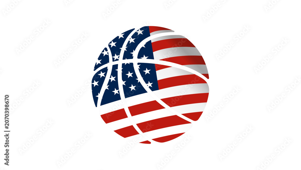 Naklejka premium usa basketball flag, color vector illustration