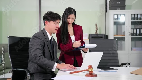 Modern lawyer office a professional discussion, legal documents, and teamwork. Perfect