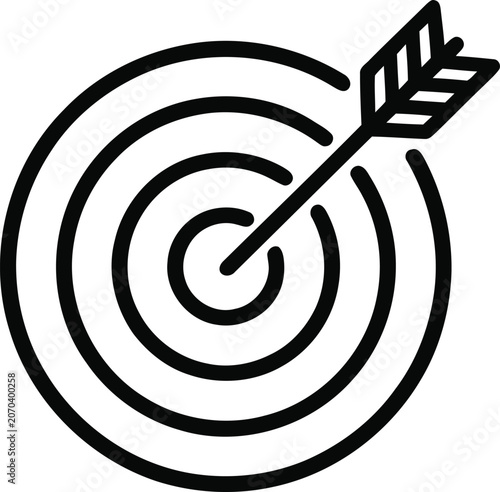 Bullseye target with arrow linear icon illustration