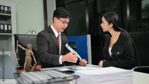 Modern lawyer office a professional discussion, legal documents, and teamwork. Perfect