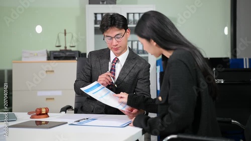 Modern lawyer office a professional discussion, legal documents, and teamwork. Perfect