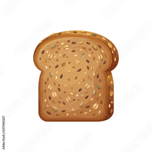 A single slice of healthy multi-grain bread on white