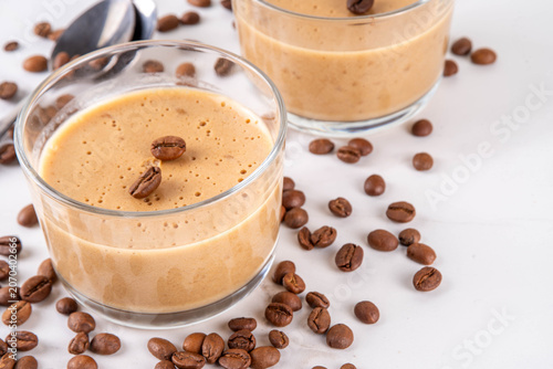 Italian coffee latte mousse dessert, souffle or pudding