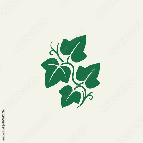 Tablou pe pânză Green ivy leaves twist gracefully on a pale neutral background
