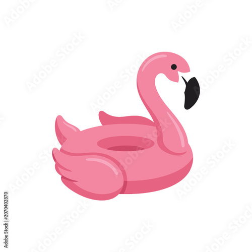 Fotografie Bright pink flamingo pool float rests gracefully in sunlight