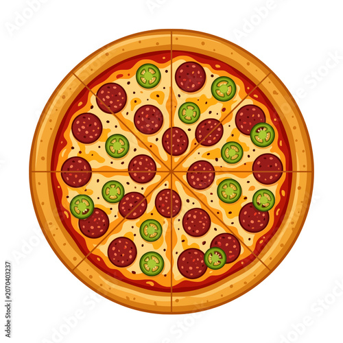 Obraz na plátně A delectable pepperoni and jalape?o pizza sits on a plate