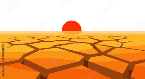 Photos Cracked Desert Landscape Vector Illustration