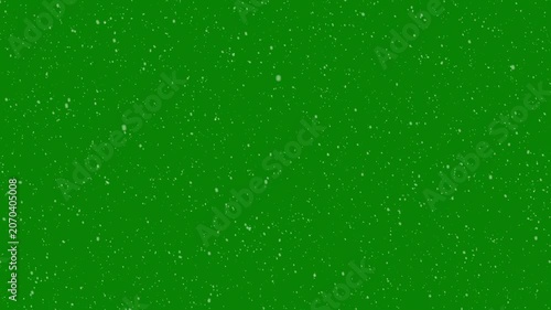 Real snow snowing on green background. snowflakes slowly falling densely against, snow glare and flare sparkles, realistic winter snowfall, high quality winter snowfall animation, 4k video