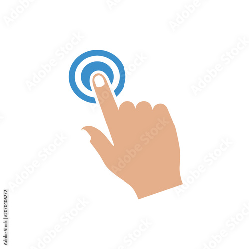 Foto A hand touches a circular target to illustrate touch interaction