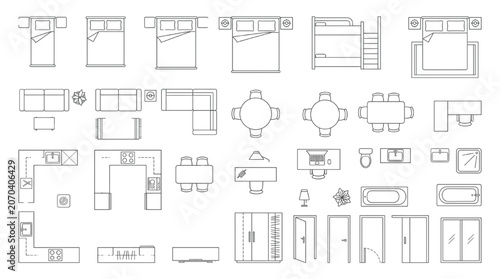 Professional CAD Furniture Symbols Set for Architectural Floor Plans and Blueprints