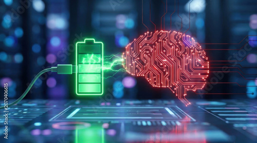 Cyber insurance concept, battery, brain, circuit, electric, energy