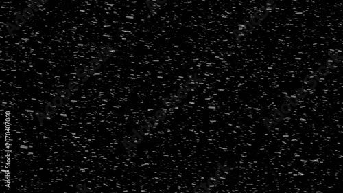 White snowflakes, winter snow particles falling gracefully on black screen. small snow flakes over dark background, falling snowflakes, and snowfall for christmas and holiday design, 4k video