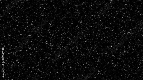 White snow particles floating in the air on black background. snowflakes christmas, rendered animation of snowing, isolated transparent snowfall pattern with overlay effect, 4k video