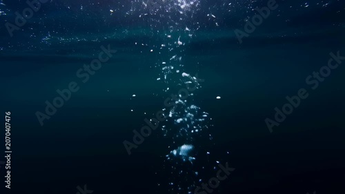Bubbles rising through dark water, creating a serene underwater atmosphere. Ideal for relaxation, meditation, or aquatic themes