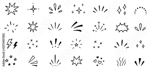 Foto Minimalist sparkle symbols and starburst line art collection