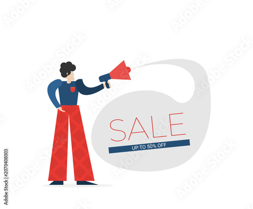 Online shopping salesman flat vector image