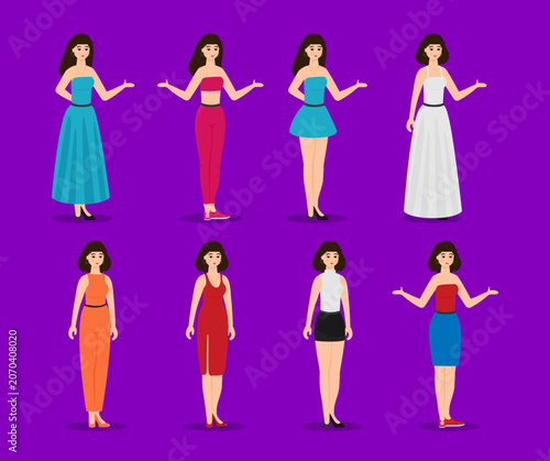 Summer holidays vector illustration with girl,flat design beach