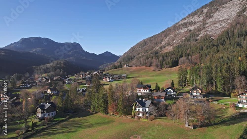 Calm Altaussee village at autumn, in Salzkammergut, Styria, Austria