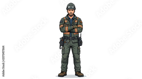 Military Man Wearing Camouflage Uniform.