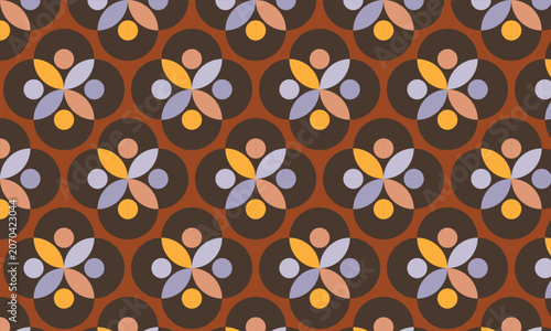 abstract seamless pattern with flowers and tile pattern design l