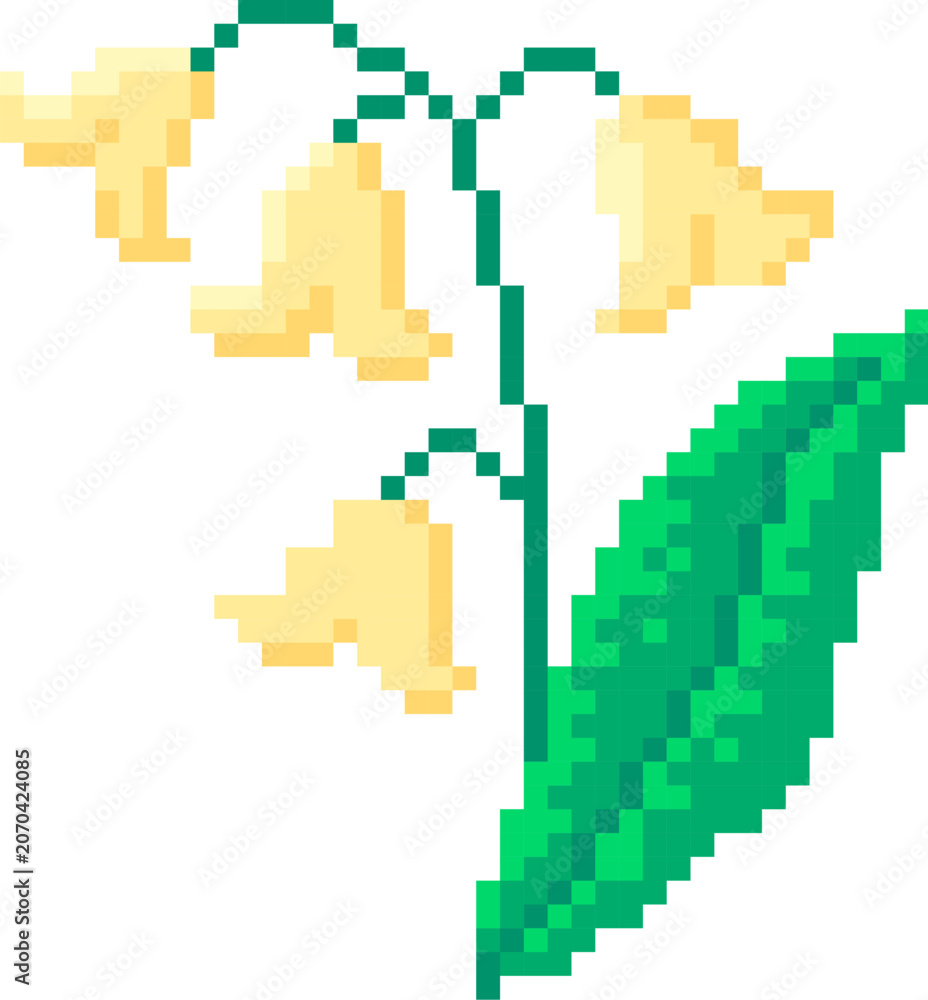 Fototapeta premium Flower Stem Drooping Bells Pixel Art