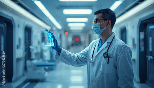 Doctor Using Artificial Intelligence in Modern Hospital