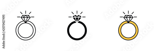 Bilde på lerret Wedding Ring Icon Featuring Engagement Diamond Jewelry Symbol for Love and Propo