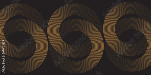 3D brown lines techno abstract background layer on dark blank space with circles shapes effect for backdrop, wallpaper. Modern cincept. Vector Illustration.