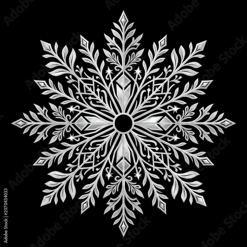 Obraz na plátně Intricate snowflake design glows against a dark midnight backdrop