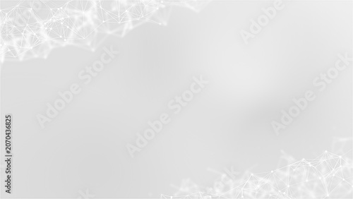 White abstract futuristic geometric background, clean copy space digital wireframe connection, big data node technology visualization concept, plexus style mesh internet network pattern illustration